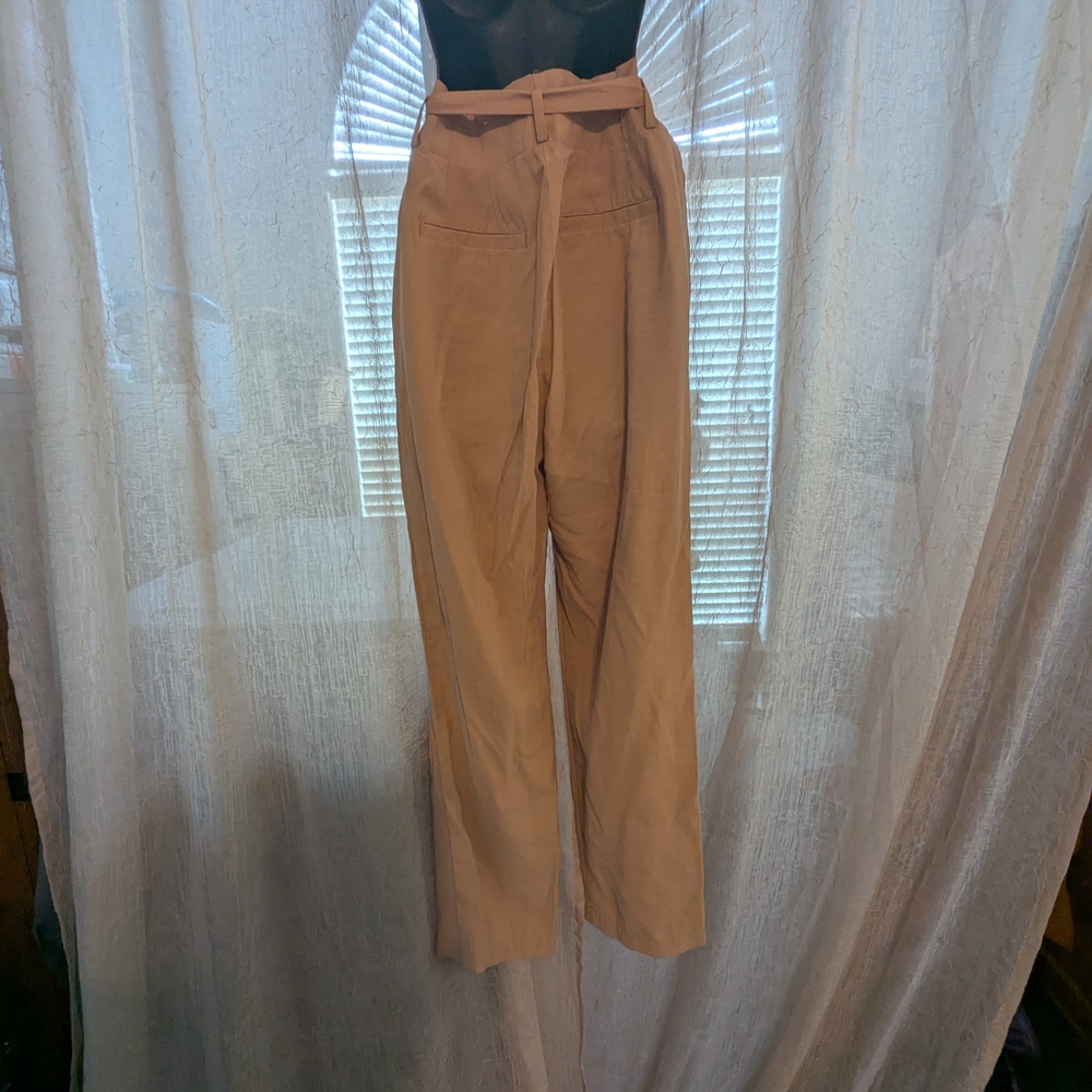 82. Ann Taylor Tan Tie Front Wide Leg Slacks - S - Picture 4 of 6